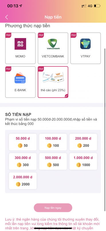 Các Cách Nạp Tiền 567 LIVE