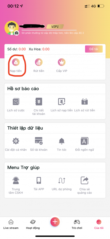 Các Cách Nạp Tiền 567 LIVE